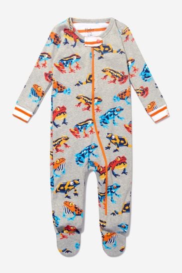 Baby Boys Grey Leaping Frogs Organic Cotton Coverall