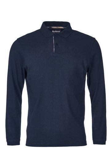 Buy Barbour Navy Essential Long Sleeve Sports Polo Shirt from