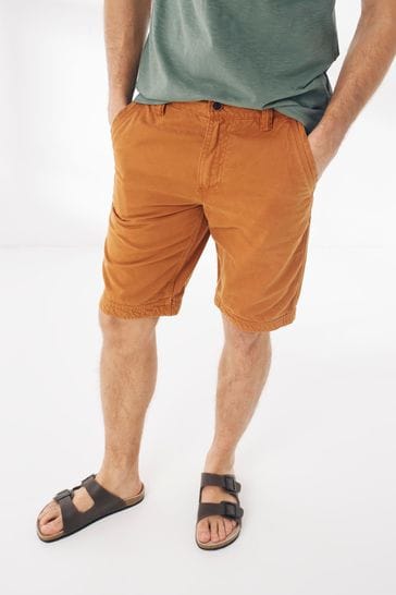 Brown Flat Front Shorts for Men