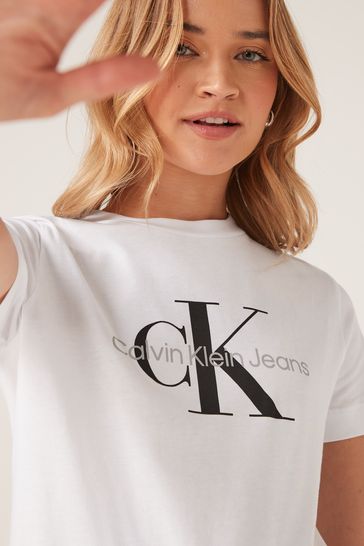Buy Calvin Klein Jeans White Core Monogram Regular T-Shirt from Next  Luxembourg