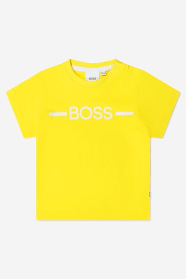 Baby Boys Cotton Jersey Logo T-Shirt in Yellow