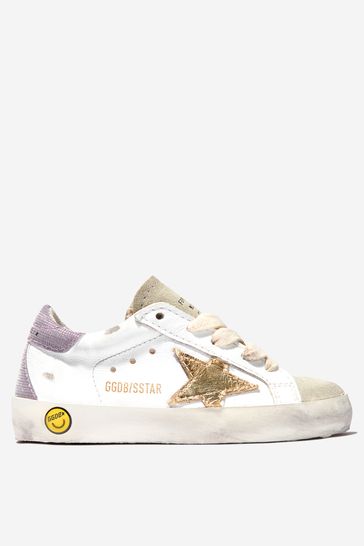 Unisex Leather And Suede Super-Star Trainers in White