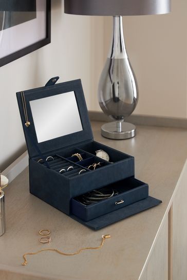Navy Faux Leather Jewellery Box Jewellery Box