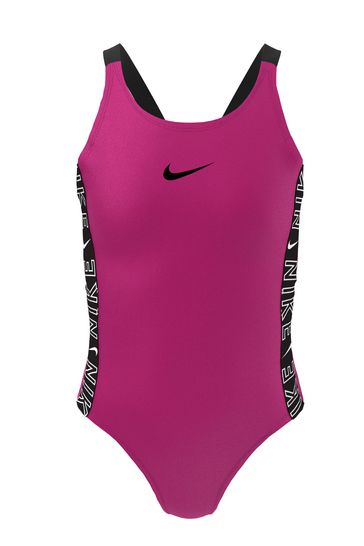 Nike Pink Logo Tape Fastback Swimsuit