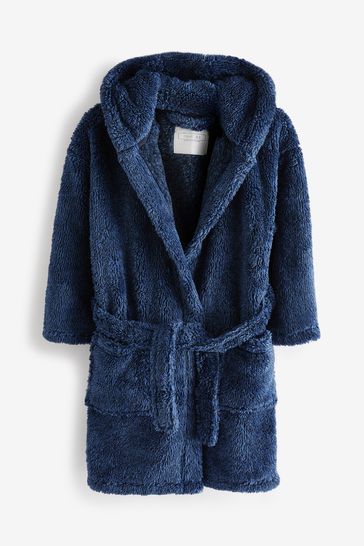 Buy Navy Blue Soft Touch Teddy Borg Fleece Dressing Gown 1.5 16yrs from Next Luxembourg