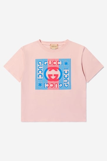 Kids Cotton Jersey Logo T-Shirt in Pink
