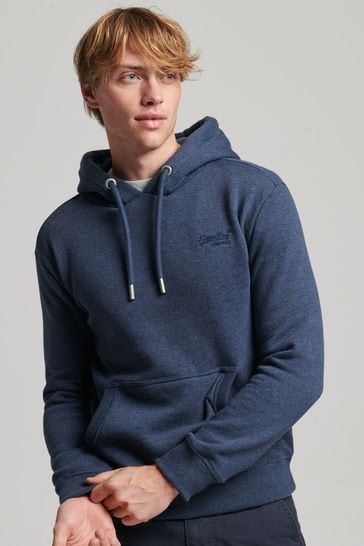 Superdry Dark Blue Organic Cotton Vintage Logo Embroidered Hoodie