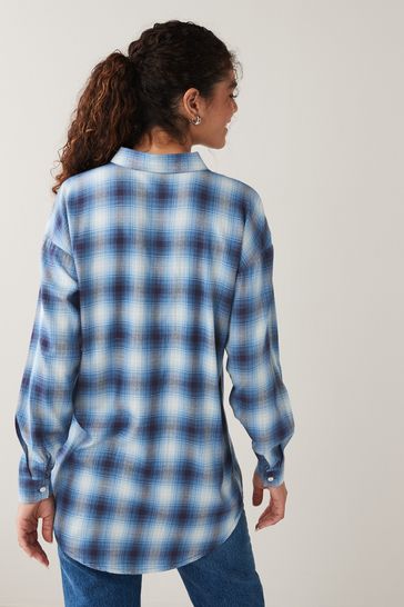 Blue white 2025 checked shirt womens