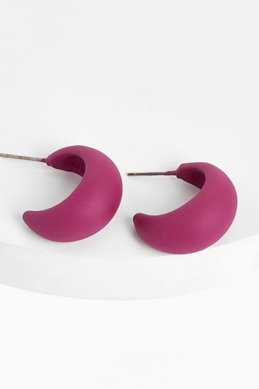 Pink Recycled Metal Chubby Hoop Earrings