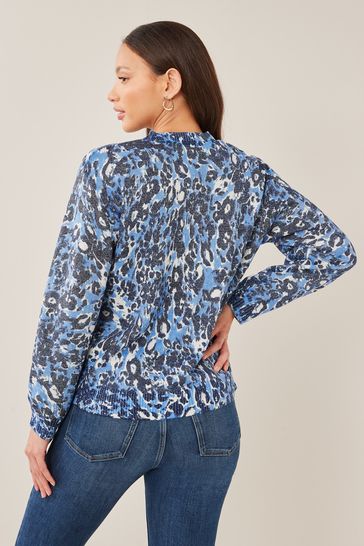 Blue leopard print sweater clearance