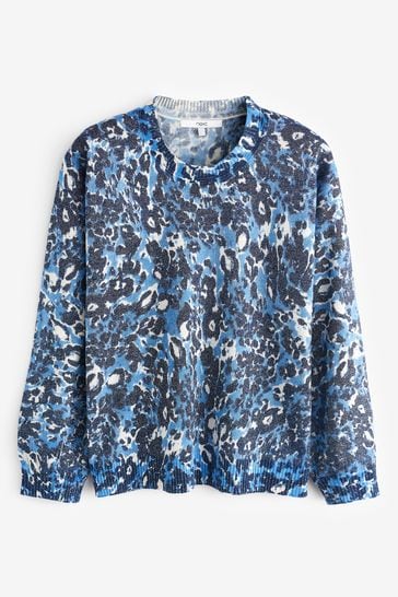 Blue leopard sweater on sale