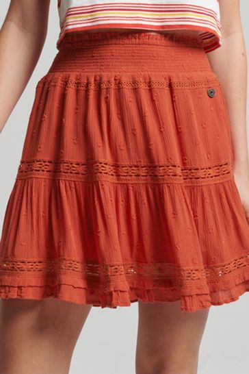Superdry Red Vintage Lace Mini Skirt