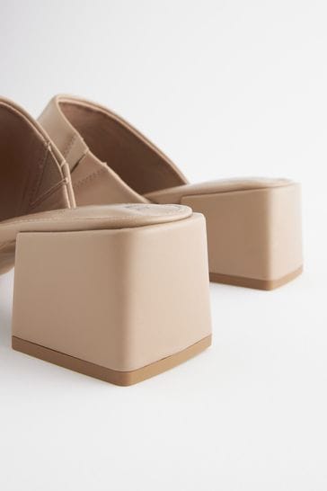 Buy Taupe Brown Extra Wide Fit Forever Comfort Block Heel Mules