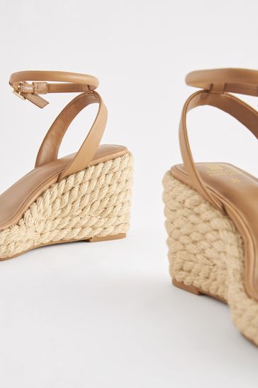 Tan wedge espadrille sandals on sale