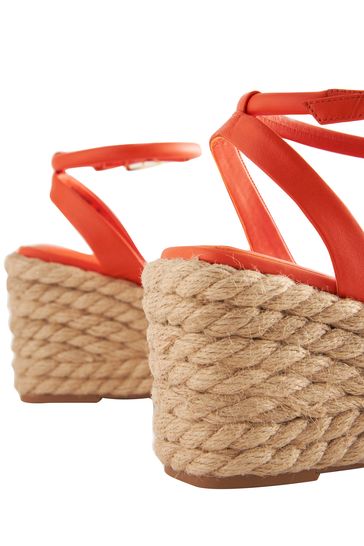 Orange Forever Comfort Square Toe Espadrille Wedges