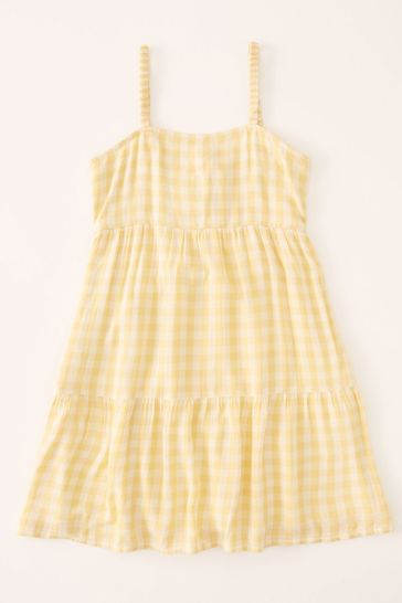 Abercrombie & Fitch Yellow Tiered Gingham Dress