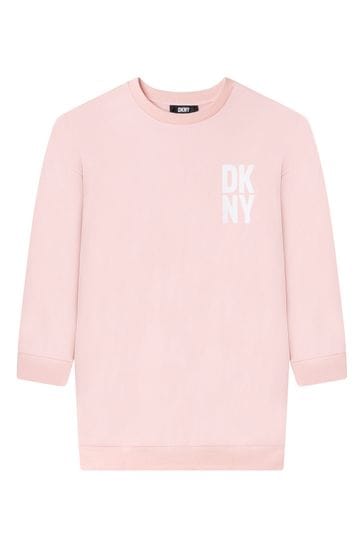 DKNY Light Pink Logo Long Sleeved Dress