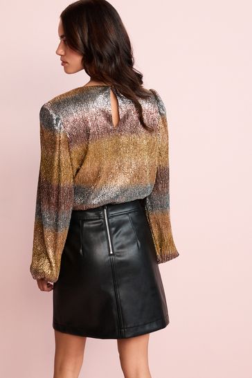 Next brown leather mini skirt cheap