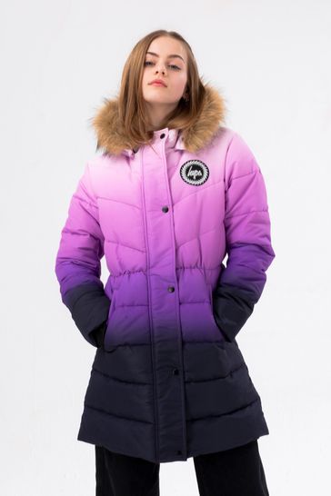 Hype. Girls Purple Fade Longline Parker Coat