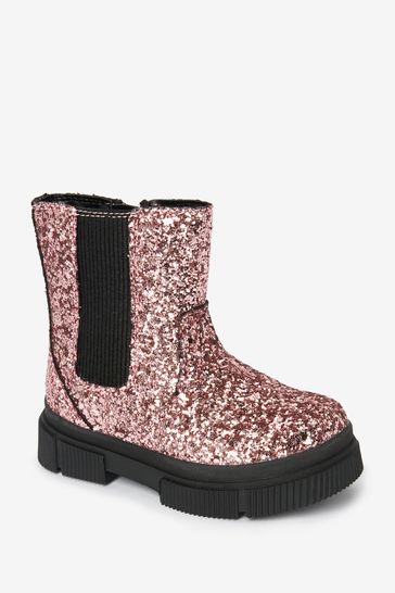 Buy Pink Glitter Chunky Chelsea Boots from Next Denmark