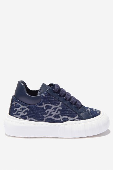 Kids Blue Denim And Leather FF Logo Trainers