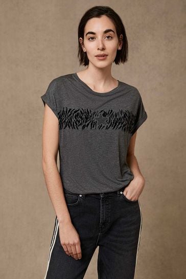 mint velvet black animal star front jumper