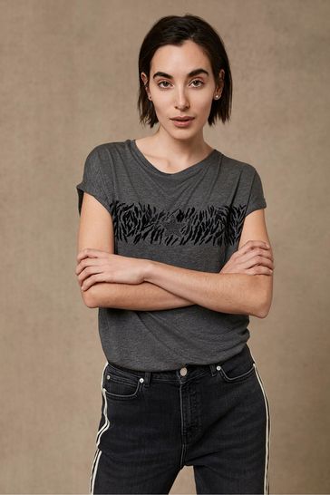 mint velvet black animal star front jumper