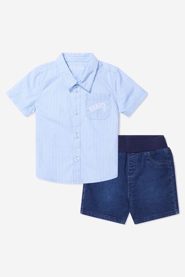 Baby Boys Cotton Shirt And Denim Shorts Set