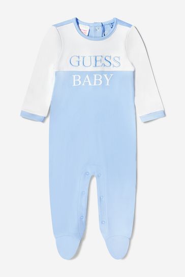 Baby Boys Cotton Logo Babygrow in Blue
