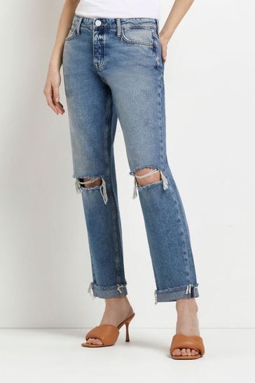 River Island Medium Stratford Boyfriend Tint Jeans
