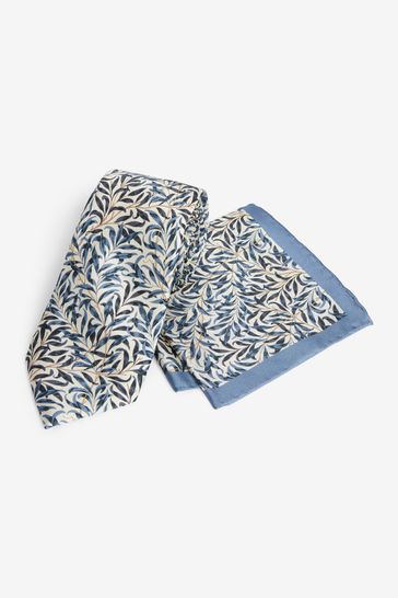 Neutral Blue Willow Bough Regular Morris & Co. at Next Signature Tie And Pocket Square Set