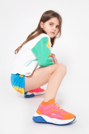 Girls Logo Sock Trainers in Orange