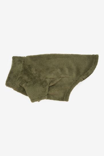 Buy Barbour Olive Green Green Teddy Fleece Borg Dog Jumper from