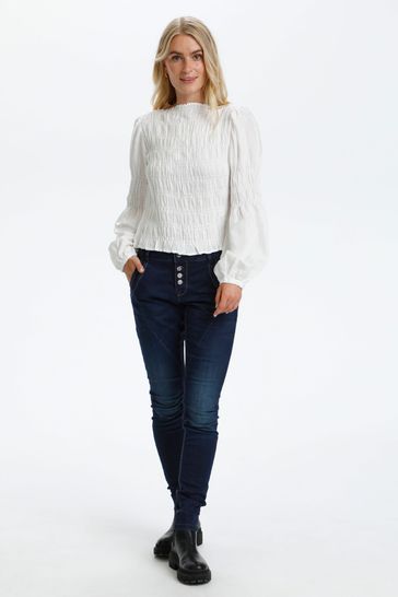Buy Cream White Henva Smock Blouse from 