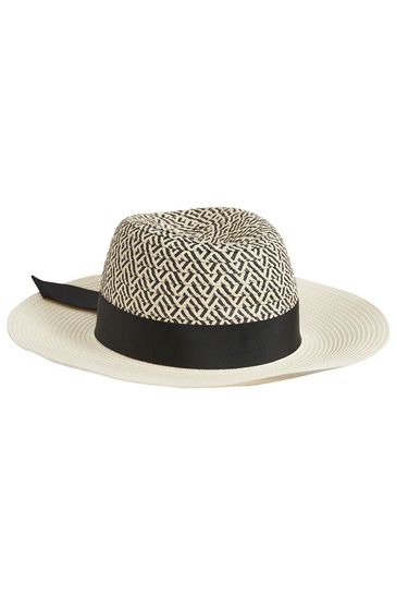 Oliver Bonas Womens Brown Fedora Mixed Mono Hat With Bow