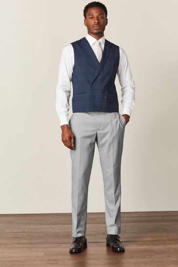 Buy Bright Blue Check Double Breasted Waistcoat from Next Poland