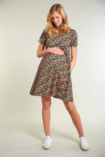 Frugi Womens Blue Organic Natalie Floral Maternity Dress