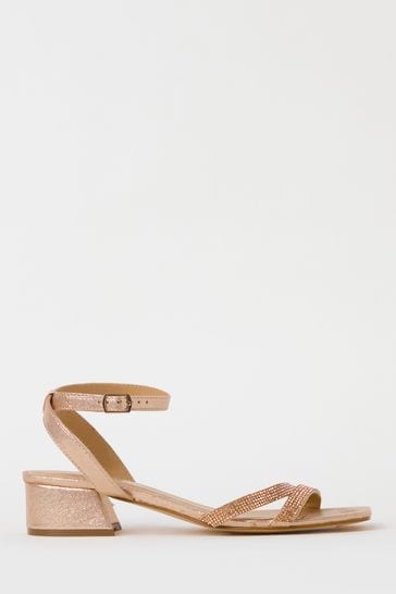Simply Be Rose Gold Occasion Extra Wide Low Bloc Heel Sandals