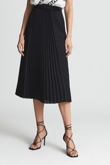 Black pleated skirt on sale reiss