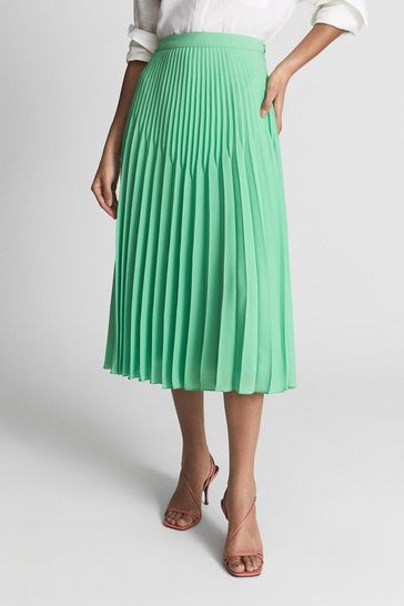 Buy Reiss Green Izzie Pleated Midi Skirt from Next Luxembourg