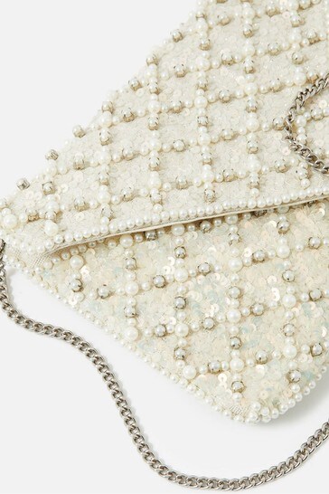 Pearl beaded clearance clutch bag
