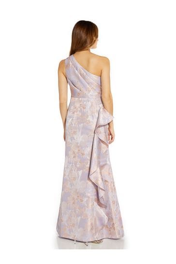 Adrianna papell one shoulder ruffle jacquard gown hot sale