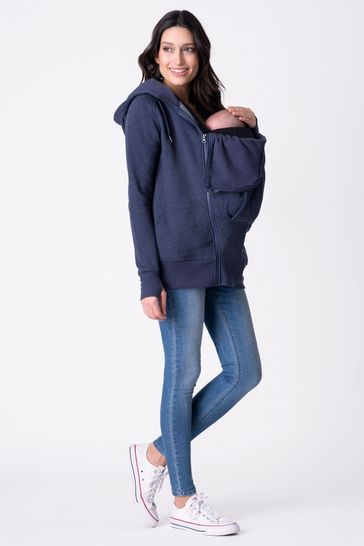 Seraphine Blue Cotton Blend 3-in-1 Maternity Hoodie