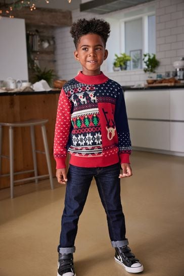 Red and navy jumper discount