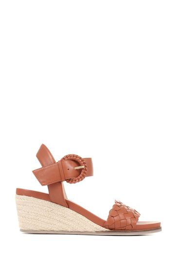 Tan leather new arrivals wedge sandals
