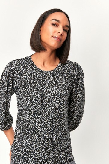 M&Co Ditsy Gathered Top
