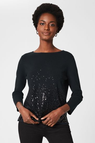 Hobbs Martina Green Sequin Jumper