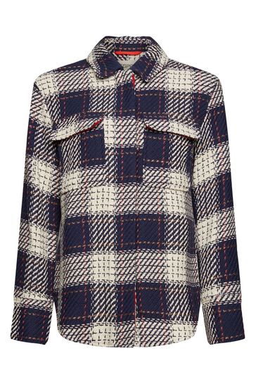 Buy Esprit Navy Blue Checked Over Coat from Next Netherlands