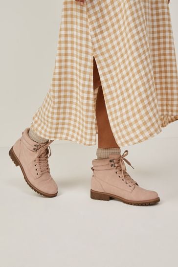 Blush Pink Regular/Wide Fit Forever Comfort® Casual Lace-Up Boots