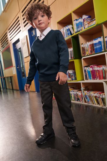 Black v neck sales knitted school jumper